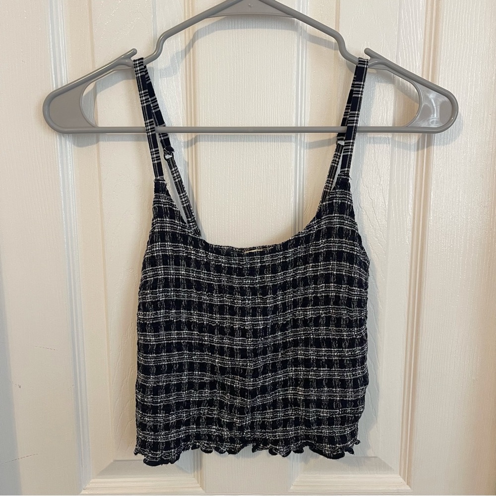 Hollister Gingham Smocked Tank Top with Adjustable Straps
